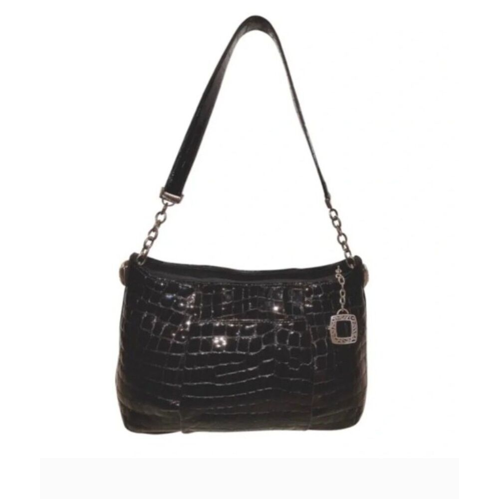 Brighton Croc Embossed Patent Leather Shoulder Bag